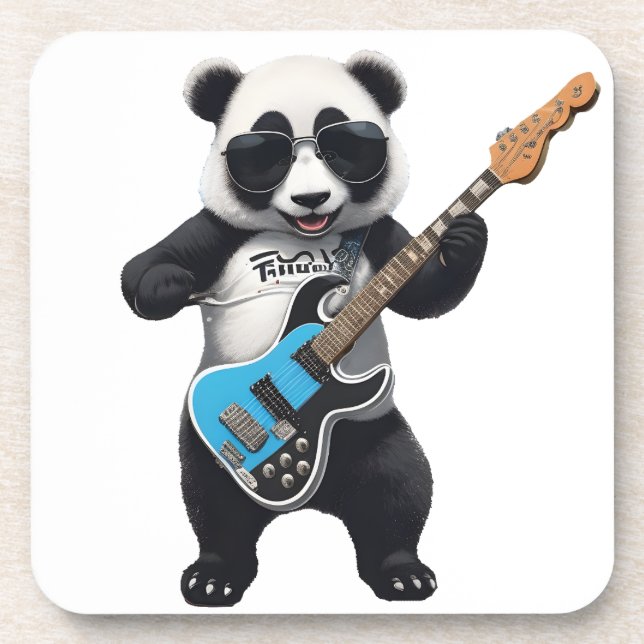 Niedlich Panda Gitarre spielen, Music Panda Liebha Getränkeuntersetzer (Vorderseite)