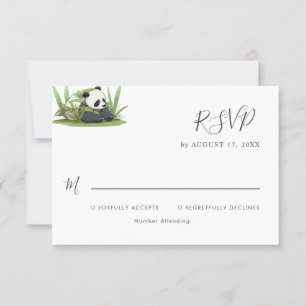 Niedlich Panda Greenery Bamboo Geburtstagsparty RSVP Karte