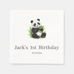 Niedlich Panda Greenery Bamboo Geburtstagsparty Serviette