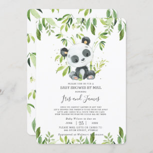 Niedlich Panda Greenery Virtual Baby Shower by Mai Einladung