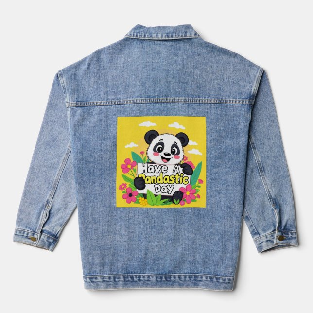 Niedlich Panda "Habe einen Pandastic Day" Jeansjacke (Rückseite)