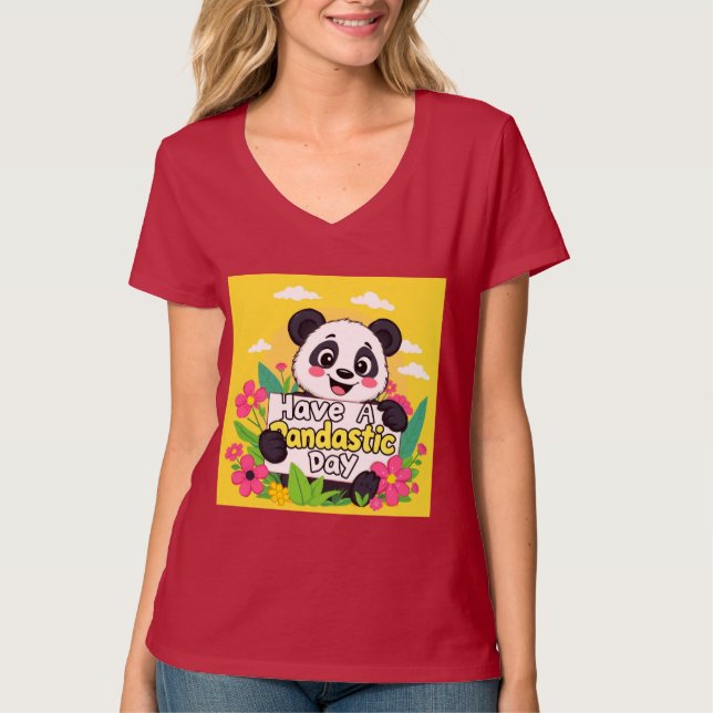 Niedlich Panda "Habe einen Pandastic Day" T-Shirt (Vorderseite)
