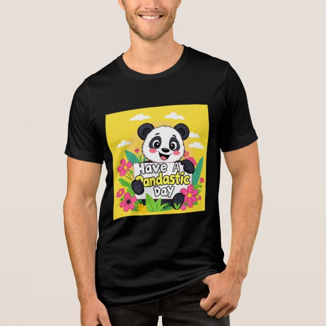 Niedlich Panda "Habe einen Pandastic Day" Tri-Blend Shirt (Vorderseite)