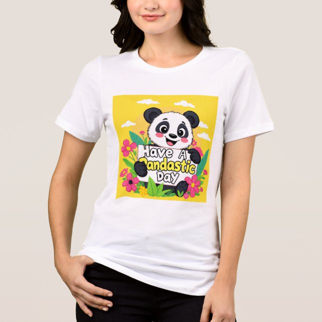 Niedlich Panda "Habe einen Pandastic Day" Tri-Blend Shirt (Vorderseite)