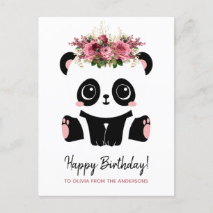 Niedlich Panda Happy Geburtstag personalisiert  Postkarte