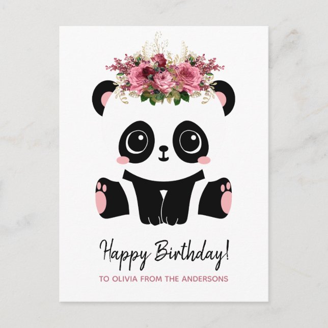 Niedlich Panda Happy Geburtstag personalisiert Postkarte (Vorderseite)