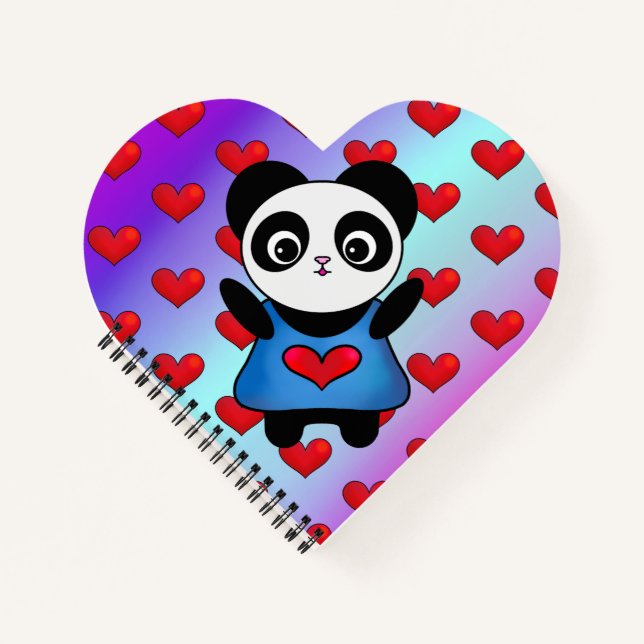 Niedlich Panda Herz Liebe Motivation glücklich Notizbuch (Vorderseite)
