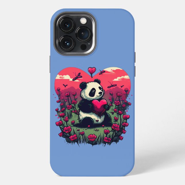 Niedlich Panda Holding Heart - Valentinstag Gesche iPhone Hülle (Rückseite)