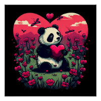 Niedlich Panda Holding Heart - Valentinstag Gesche