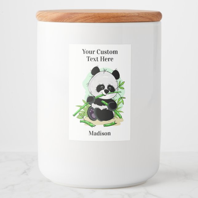 Niedlich Panda individuelle Name Lebensmitteletikett (Vorderseite)