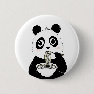 Niedlich Panda isst Udon Noodles Button
