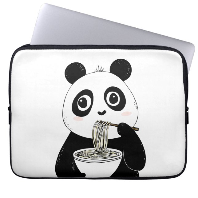 Niedlich Panda isst Udon Noodles Laptopschutzhülle (Vorderseite)