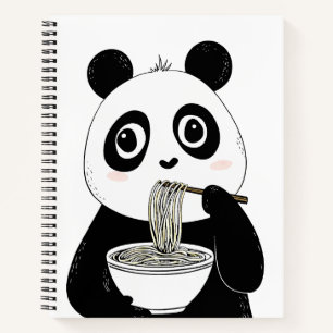 Niedlich Panda isst Udon Noodles Notizbuch
