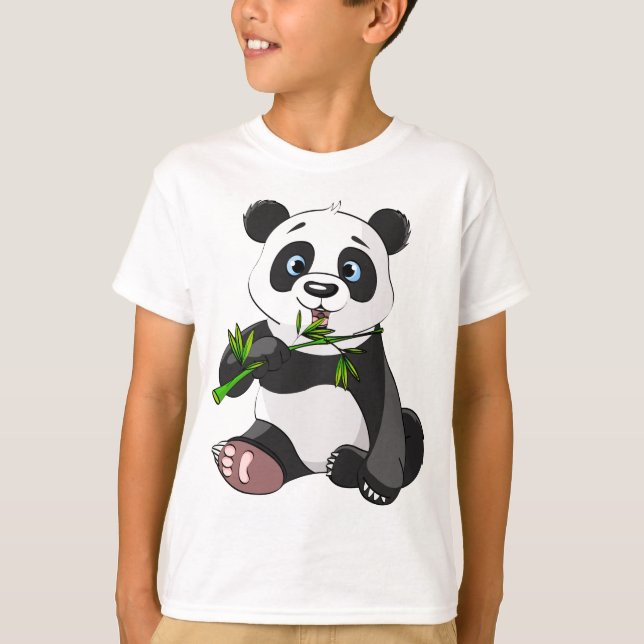 niedlich, Panda, Kinder, belebt, glücklich, Bambus T-Shirt (Vorderseite)