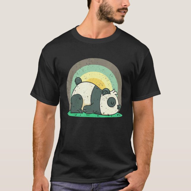 Niedlich Panda Lazy Zoo Animal Wildlife Sleepy Pan T-Shirt (Vorderseite)