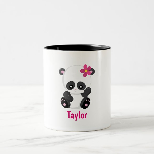 Niedlich Panda Lover personalisieren Zweifarbige Tasse (Mittel)