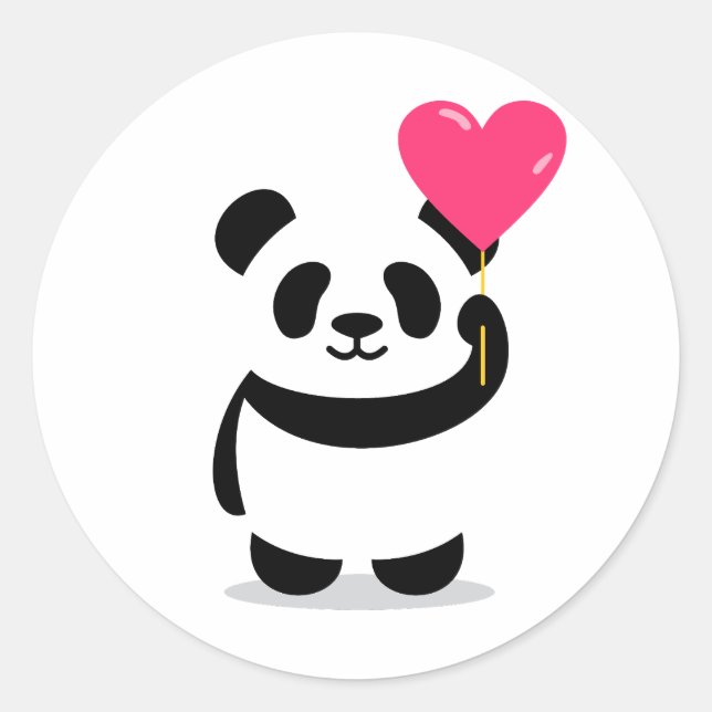 Niedlich Panda mit Heart Balloon Sticker (Vorderseite)
