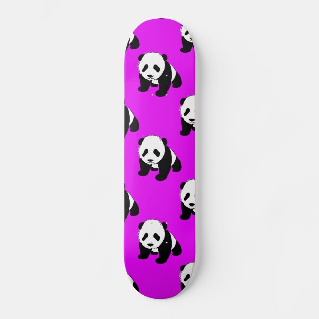 Niedlich Panda; Nebel Lila, Schwarz & Weiß Skateboard (Vorderseite)