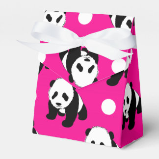 Niedlich Panda; Neon Pink, Black & White Polka Dot Geschenkschachtel