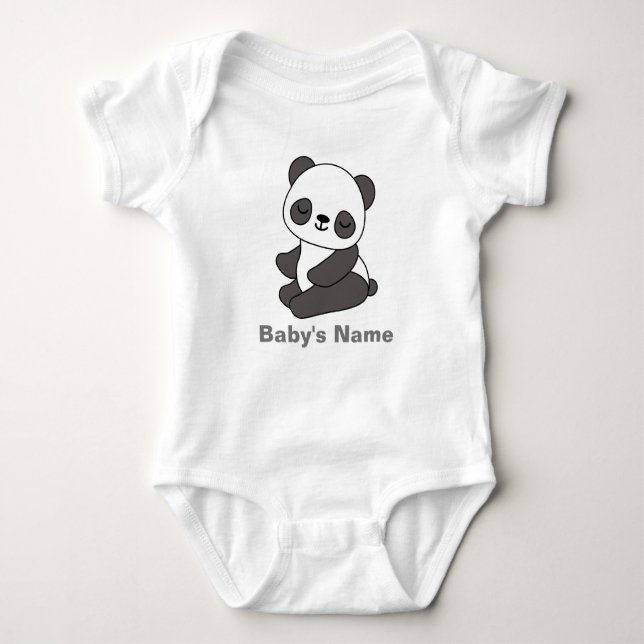 Niedlich Panda Personalisiert Baby Bodysuit Baby Strampler (Vorderseite)