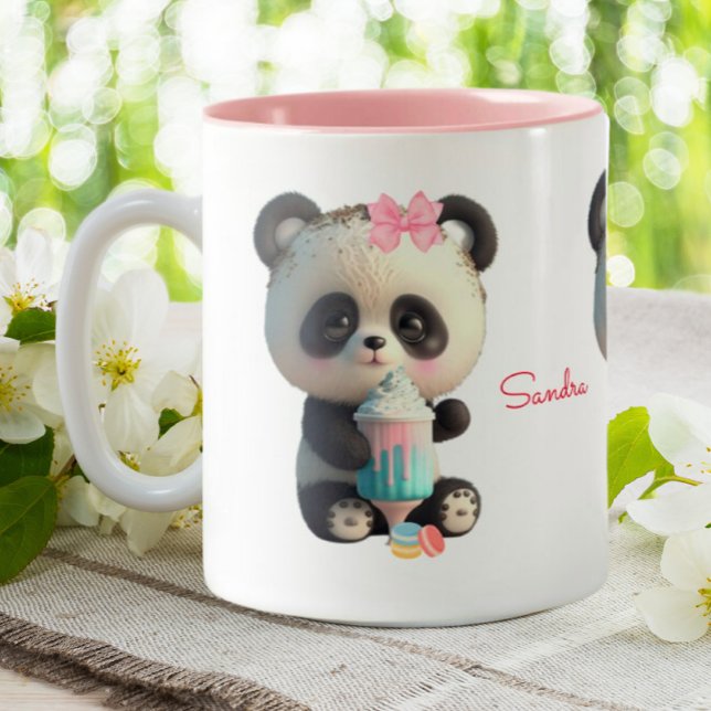 Niedlich Panda Personalisiert Zweifarbige Tasse (Von Creator hochgeladen)