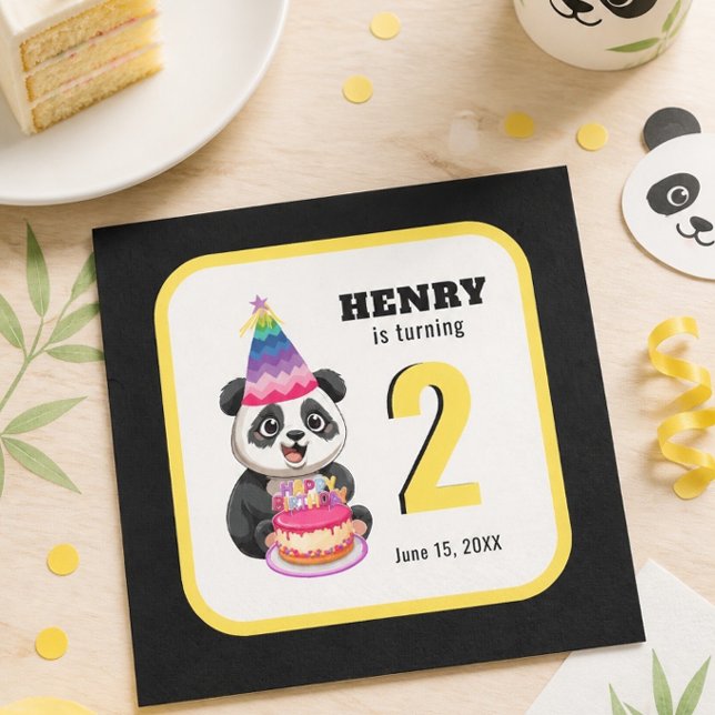 Niedlich Panda - Personalisierter Geburtstag Serviette (Von Creator hochgeladen)