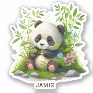 Niedlich Panda Pink Blume Bamboo Custom Cut Vinyl Aufkleber