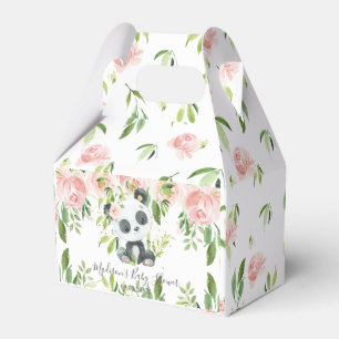 Niedlich Panda Pink Floral Bamboo Babydusche Gebur Geschenkschachtel