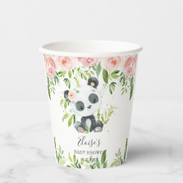 Niedlich Panda Pink Floral Bamboo Babydusche Gebur Pappbecher