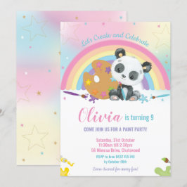 Niedlich Panda Rainbow Art Paint Birthday Party Gi Einladung