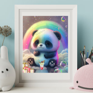 Niedlich Panda Rainbow Colorful Modern Kinderzimme Poster