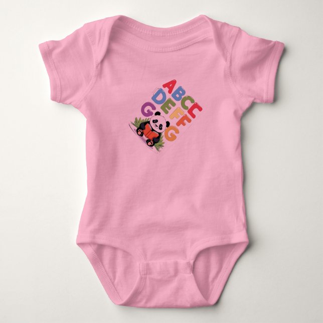 Niedlich Panda Reading - farbenfroher ABCD FG T -  Baby Strampler (Vorderseite)