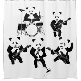Niedlich Panda Rock Band Duschvorhang