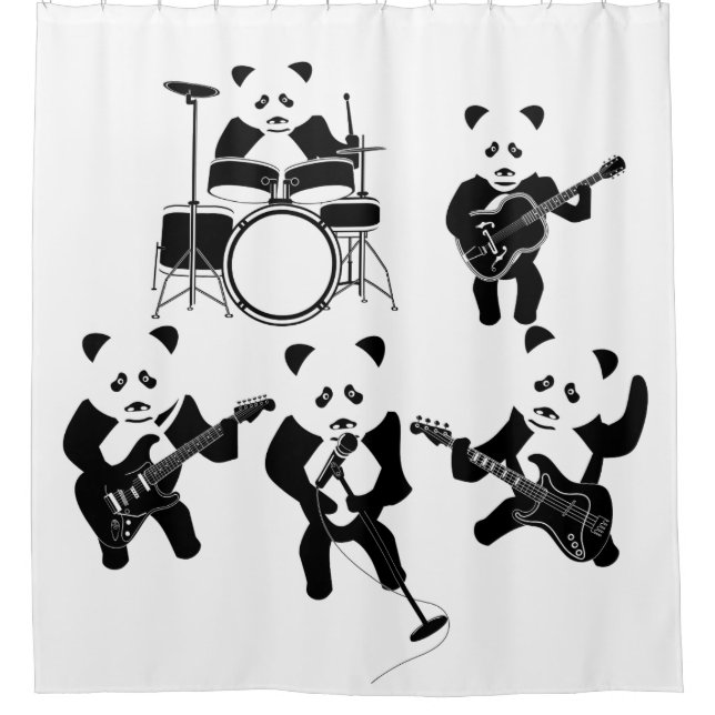 Niedlich Panda Rock Band Duschvorhang (Vorderseite)