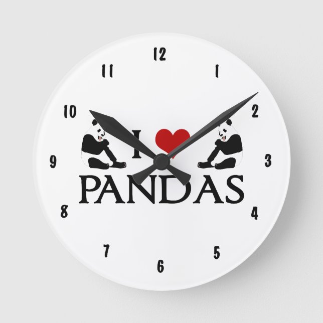 Niedlich Panda Runde Wanduhr (Vorderseite)