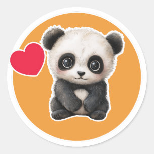 Niedlich Panda Runder Aufkleber