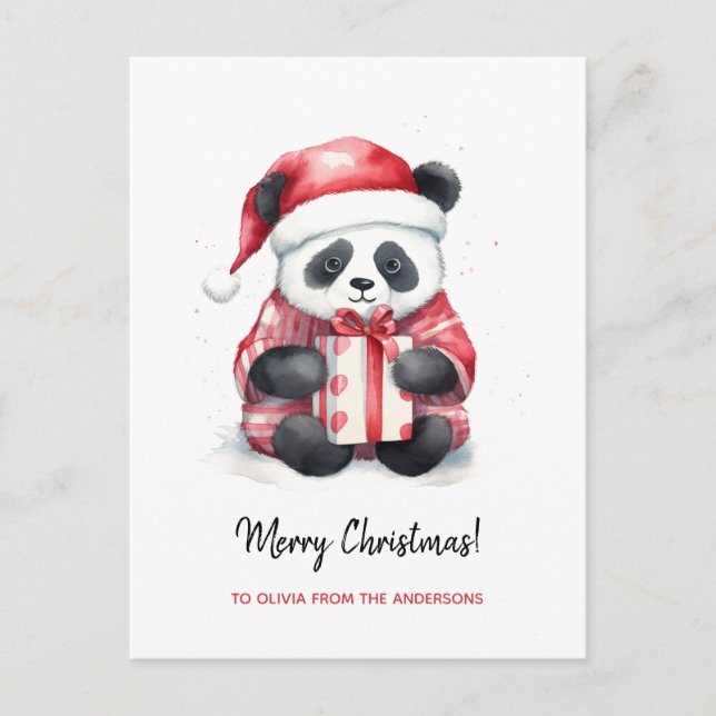 Niedlich Panda Santa Merry Weihnachten (Vorderseite)