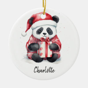 Niedlich Panda Santa Merry Weihnachten Keramik Ornament