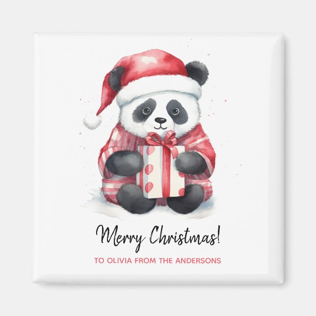 Niedlich Panda Santa Merry Weihnachten Magnet (Vorne)