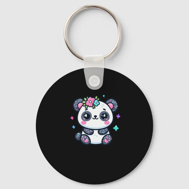 Niedlich Panda Sticker Schlüsselanhänger (Vorderseite)