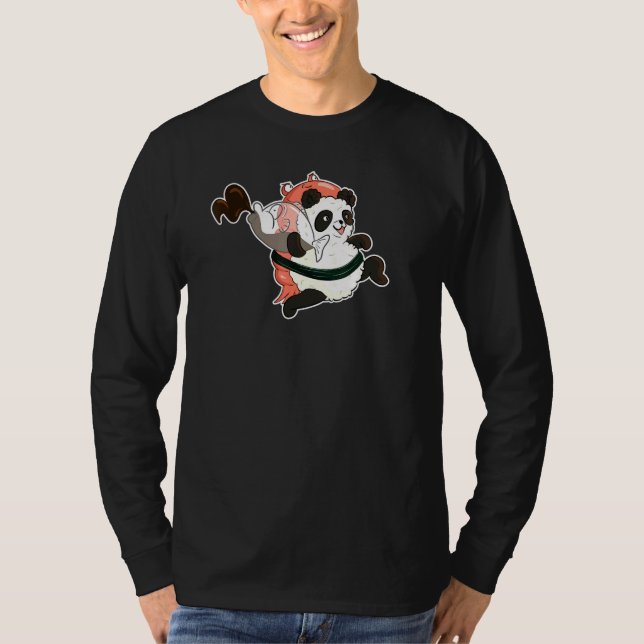 Niedlich Panda Sushi mit Shrimp, der Soy Sauce Ste T-Shirt (Vorderseite)