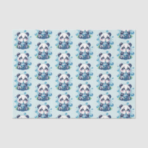 Niedlich Panda und Blue Boba Bubble Tee Seidenpapier
