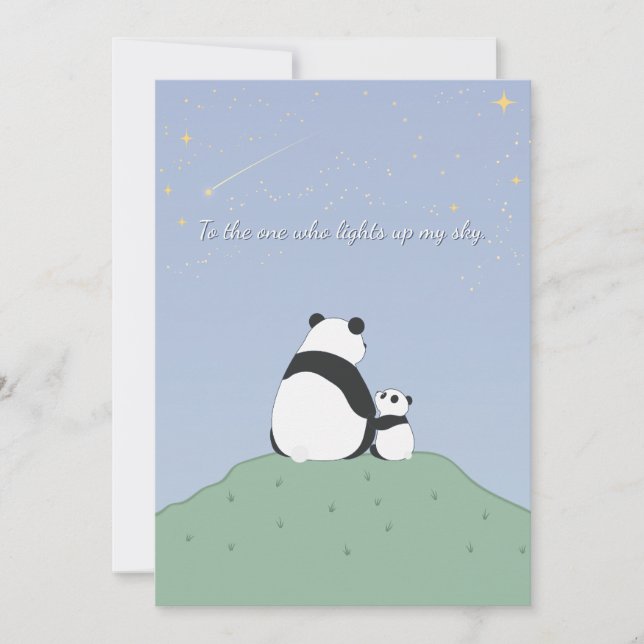 Niedlich Panda unter Sternen Feiertagskarte (Vorderseite)