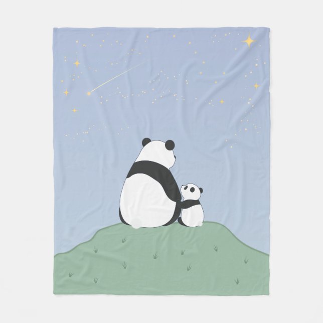 Niedlich Panda unter Sternen Fleecedecke (Vorderseite)