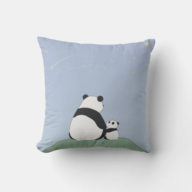 Niedlich Panda unter Sternen Kissen (Vorderseite)