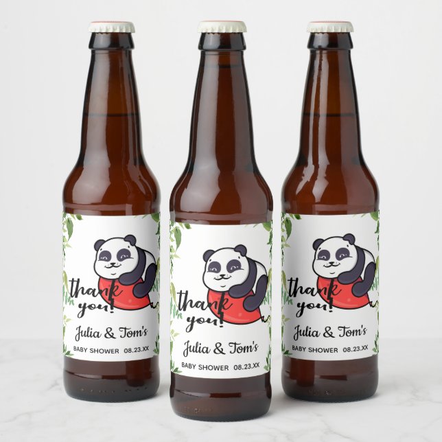 Niedlich Panda Vielen Dank Baby Dusche Bierflaschenetikett (Flaschen)