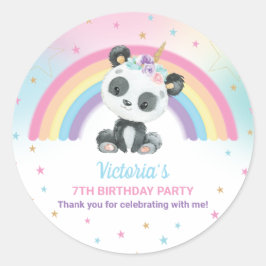 Niedlich Pandacorn Panda Birthday Party Rainbow Ge Runder Aufkleber