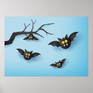 Niedlich Papercut Vampire Bats Poster