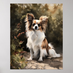 Niedlich Papillon Dog Art Print Poster