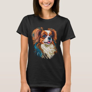 Niedlich Papillon Dog auf Continental Toy Spaniel  T-Shirt